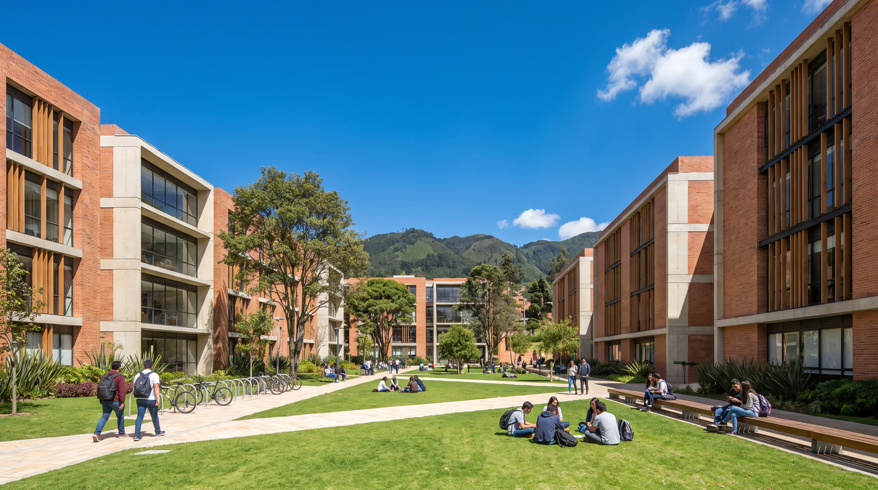 Plazoleta central del escenario universitario
